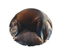 Sea lion on the rocks Double layer women's shower cap, reusable, large size design suitable for all hair lengths, suitable for girls, spa and home salon use.