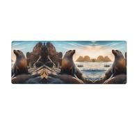Sea Lion on The Rocks Keyboard Mouse Pad (12x31.5 inches), Suitable for Computer, Console, Office, Game, Study Extra Large Keyboard Mouse Desk pad,