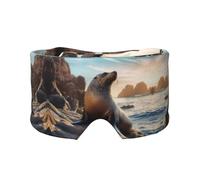 Sea Lion on The Rocks Unisex Side Sleeping Headband, Sleeping Eye Mask and Ear Muffs, (26.8 * 4.3 inches), Indoor and Outdoor Travel Yoga Adjustable Comfort Eye and Ear Muffs,
