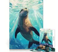 Sea Lion Underwater 1000 Piece Jigsaw Puzzles for Teenagers Jigsaw Logic Train Toy Stress Relief Smooth Cut Memorable Gift (50x75cm)