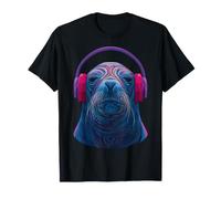 Sea Lion Wearing Headphone Art T-Shirt