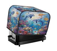 Sea Marine Dolphin Turtle Fish Toaster Cover 2 Slice Dust Cover for Bread Machine,Small Kitchen Appliance