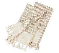 sea me at home Kitchen Hand Towels Decorative Set of 2, 100% Cotton Dish Towel Set (14 x 30 Inches, Beige)
