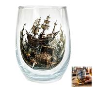 Sea Monster Glassware, Pirate-Themed Whiskey Rocks Glass Cup Home Bar Decor Gift for Dads, Whiskey Lovers,Pirate-Theme Collectors