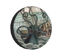 Sea Monster Kraken Octopus Print Spare Tire Cover Universal Wheel Protective Cover Waterproof Fit For, Trailer, Rv, Suv, Truck And Many Vehicle 15 Inch