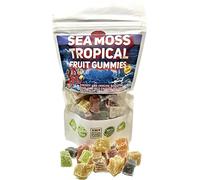 Sea Moss and Tropical fruit Gummies | min 60 in a pack 300g | Vegan, Non GMO, Made with Real Fruit & wild crafted sea moss| Moringa Tea and Coconut Sugar Natural no perfect shaped gummie chemicals!