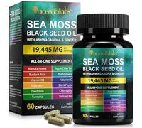 Sea Moss Capsules with Black Seed Oil Ashwagandha Ginger, 19,445mg Sea Moss Complex Vegan & Non GMO Sea Moss Complex Supplement Enhanced Immunity & Energy