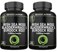 Sea Moss Complex 14,000mg Extract Including Bladderwrack & Burdock Root - 120 High Strength Capsules Providing 120 Day Supply - North Atlantic Irish Sea Moss Supplement - Vegan & UK Made (Pack of 2)