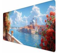 Sea Mouse Mat 40x20inch Landscape Painting Gaming Mouse Pad, Large Mousepad with Non-Slip Rubber Base, Office Accessories with Stitched Edge, Washable Mousepad for Laptop, Office, Room Decor -XZ27Z