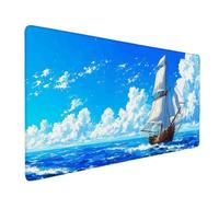 Sea Mouse Pad Boat Large Mouse Mat 60 x 30cm Desk Mat Large Non-Slip Rubber Base-Smooth Cloth Surface, Durable Stitched Edges Desk Pad for Gaming, Office, Computer Keyboard Accessories (Sea) 57652z