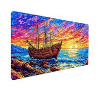 Sea Mouse Pad Boat Large Mouse Mat 70 x 30cm Desk Mat Large Non-Slip Rubber Base-Smooth Cloth Surface, Durable Stitched Edges Desk Pad for Gaming, Office, Computer Keyboard Accessories (Sea) 56442f