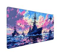 Sea Mouse Pad Boat Large Mouse Mat 80 x 40cm Desk Mat Large Non-Slip Rubber Base-Smooth Cloth Surface, Durable Stitched Edges Desk Pad for Gaming, Office, Computer Keyboard Accessories (Sea) 58914d
