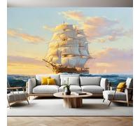 Sea Mural Wallpaper A Majestic Sailing Ship Photo Wallpaper 3D Effect 200 x 140 cm Non-Woven Wall Mural Home Bedroom Living Room Tv Background Poster Decoration