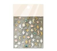 Sea Nail Stickers - Decorative Marine Life Textured Adhesive, Stylish Cute Fingernail Wraps Ladies Girls Wives | Embossed Artistic Pattern with Simple Design Application for Manicure Home Salon Look