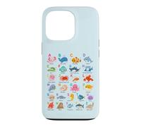 Sea Ocean Animals Learning Alphabet, Marine Biology Lover Case for iPhone 13 Pro