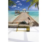 Sea Ocean Beach Wallpaper Wall Mural Pier Palms Pier blue living room