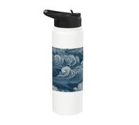 Sea Ocean Waves Borderless Pattern Design 3 Stainless Steel Insulated Water Bottle