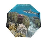 Sea Ocean Whale Shark Automatic Foldable Umbrella UV Protection Auto Open Close Folding Sun Blocking Umbrellas for Travel Women Boys Girls