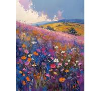 Sea of Flowers Diamond Art Kits Adults, 5D Diamond Painting Landscape Pattern Design, DIY Full Square Drill Dimond Painting, Crystal Art Kits for Adults Beginner for Home Wall Decor 50x70cm -yxy2506A2