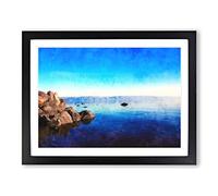 Sea Of Galilee In Israel Painting Modern Art Framed Wall Art Print, Ready to Hang Picture for Living Room Bedroom Home Office Décor, Black A2 (64 x 46 cm)