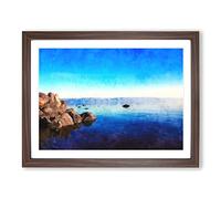 Sea Of Galilee In Israel Painting Modern Art Framed Wall Art Print, Ready to Hang Picture for Living Room Bedroom Home Office Décor, Walnut A3 (46 x 34 cm)