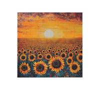 Sea of Sunflower Field Sunset Print Building Brick Block Puzzle Square Creative Building Blocks Jigsaw Home Desk Decor