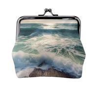 Sea On The Boards Small Coin Purse For Women Girls Pu Leather Change Purse Wallets Key Bags Kiss-Lock Mini Coin Pouch For Women Girls