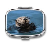 Sea Otter(1) Cute Travel Pill Organizer Compact and Portable Pill Box,Pill Case for Travel Essentials for Pocket Purse