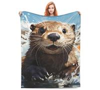 Sea Otter Blanket 3D Animal Blanket for Girls Boys Underwater Otter Print Decor Fleece Throw Blanket Super Soft Flannel Fuzzy Plush Blanket Sofa Couch Living Room Bed Camping Travel 60"x50" Size