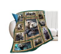 Sea Otter Blanket Super Soft Warm Fluffy Flannel Sea Animal Otter Throw Blanket Cozy Fuzzy Plush Bedding Blanket Gift for Boys Girls Teens Adults Couch Sofa 50"x40"