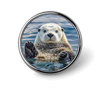 Sea Otter Button Pin Round Metal Lapel Pins Badges Classic Cute Brooche Pin Personalized Pinback Button Badges Novelty Funny Enamel Pins for Backpacks Jackets Bags