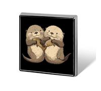 Sea Otter Button Pins Square Badge Personalized Button Brooch Lapel Pins for Women Men Gifts