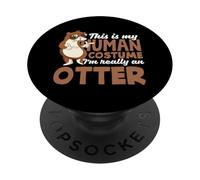 Sea Otter Cartoon Human Costume Humor PopSockets Adhesive PopGrip