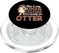Sea Otter Cartoon Human Costume Humor PopSockets PopGrip for MagSafe
