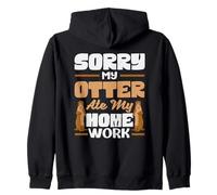 Sea Otter Cartoon Otter ate My Homework Funny Student Zip Hoodie