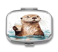Sea Otter Cute Travel Pill Organizer Compact and Portable Pill Box,Pill Case for Travel Essentials for Pocket Purse