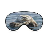 Sea Otter Eye Mask Sleep Mask for Side Sleeper Women Men Pressure-Free & Light Block-Out Blindfold Soft Comfortable Eye Covers Breathable Blindfold Adjustable