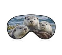 Sea Otter Family Blackout Sleep Eye Mask, Ventilated Fabric, Adjustable Wearing Style, Zero Pressure Sleeping Mask Soft Skin Friendly Eyeshade for Women Men