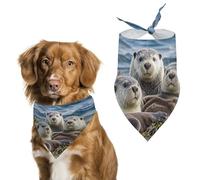 Sea Otter Family Dog Bandanas Adjustable Bib Party Pet Decorations Cute Dog Triangle Scarfs for Small Medium Puppy Cat Costume Accessory