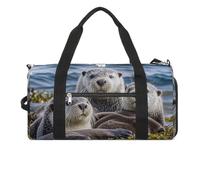 Sea Otter Family Gym Bag for Men Women Water Resistant Duffle Bag Travel Lightweight Bag for Travel Sports, white, One Size