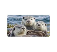 Sea Otter Family Keyboard Mat Large Gaming Mouse Pad, Anti-Slip Desk Mat for Desktop Desk Work/Home Writing Mat 11.8 * 23.6 Inches