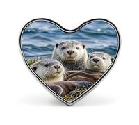 Sea Otter Family Lapel Pin Exquisite Fashion Brooches Personalized Buttons Badge Novelty Unique Button Pins Cute Heart Shaped Pins Metal Buttons for Backpack Hat Bag Jacket