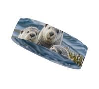 Sea Otter Family Workout Headband for Men and Women Moisture Wicking Headband for Tennis, Basketball, Running, Gym Outdoor Sports Sweatband