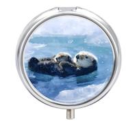 Sea Otter Floating Round Pill Box Organiser 3 Compartment Medicine Case