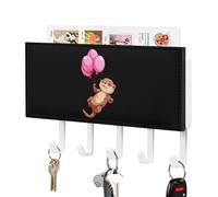 Sea Otter Flying Balloons Key Holder Wall Mounted Key Rack Organizer with 5 Hooks