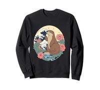 Sea Otter Great Wave off Kanagawa Japanese Floral Art Sweatshirt