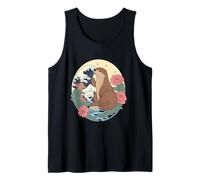 Sea Otter Great Wave Off Kanagawa Japanese Floral Art Tank Top