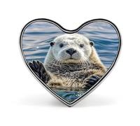 Sea Otter Lapel Pin Elegant Heart Shape Brooch Badge Funny Personalized Pinback Button Badge Fashion Cute Heart Brooch Pins for Bag Jacket Clothes Accessories