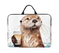 Sea Otter Laptop Sleeve Case 14 Inch Waterproof Lightweight Laptop Case Bag with Handle Travel Laptop Bag Briefcase Messenger Bag for Women Men