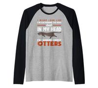 Sea Otter Listening Otter in My Head Raglan Baseball Tee